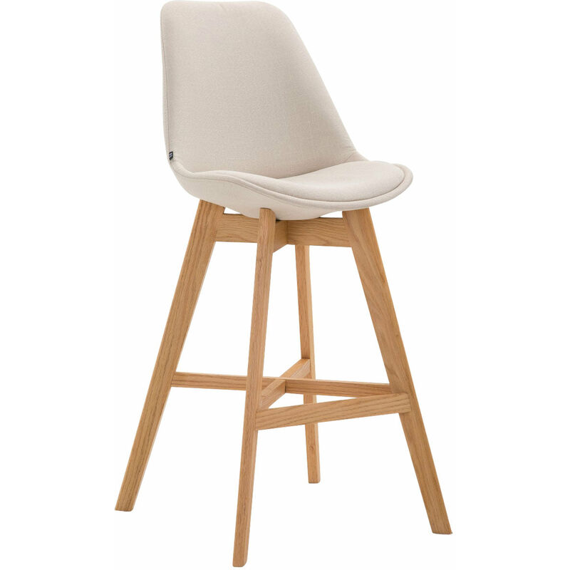 Décoshop26 - Tabouret de bar chaise haute design scandinave moderne en tissu crème 100000925