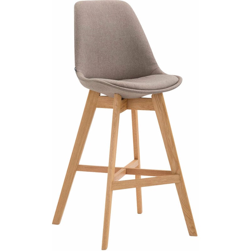Décoshop26 - Tabouret de bar chaise haute design scandinave moderne en tissu taupe 100000927