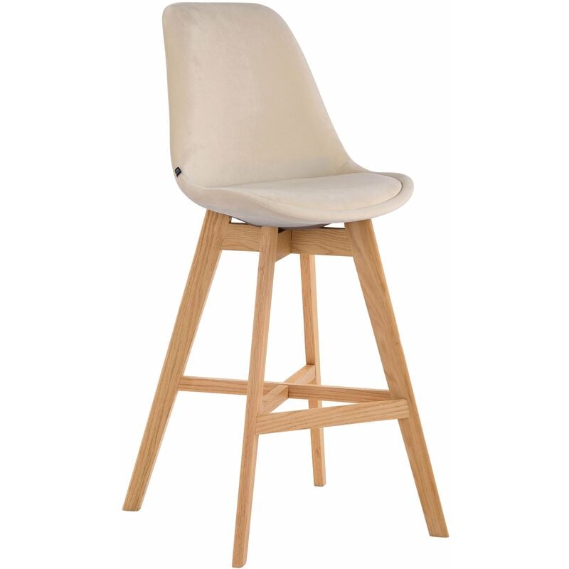 Décoshop26 - Tabouret de bar chaise haute design scandinave moderne en velours crème TDB10375