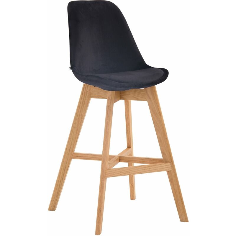 Décoshop26 - Tabouret de bar chaise haute design scandinave moderne en velours noir 100000932