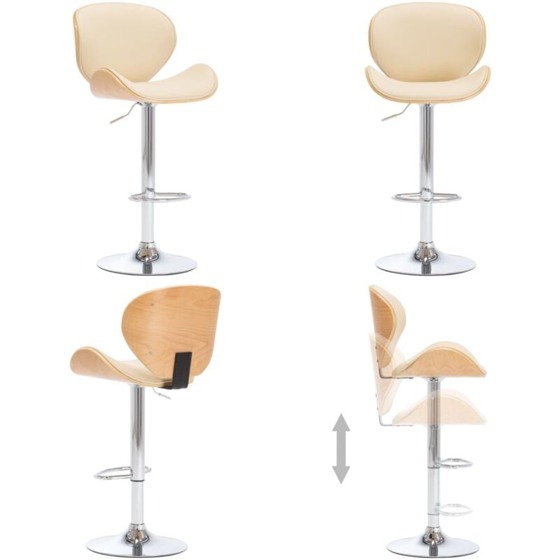 Vidaxl - Tabouret de bar Crème Similicuir - Chaise De Bar - Tabouret De Comptoir - Chaise De Cuisine - Mobilier De Salle à Manger - Chaise Avec