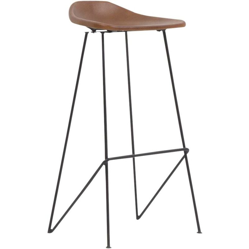 Made In Meubles - Tabouret de bar en cuir marron Archi