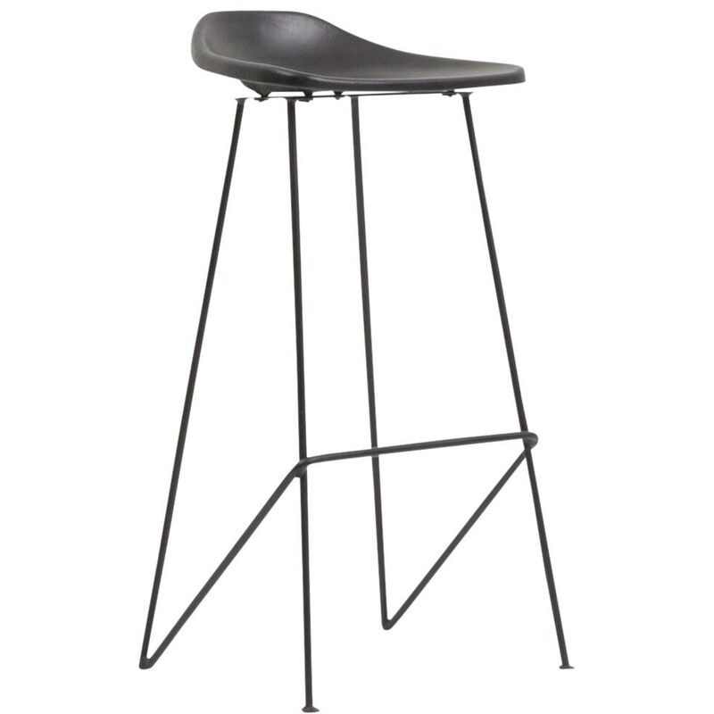 Made In Meubles - Tabouret de bar en cuir noir Archi