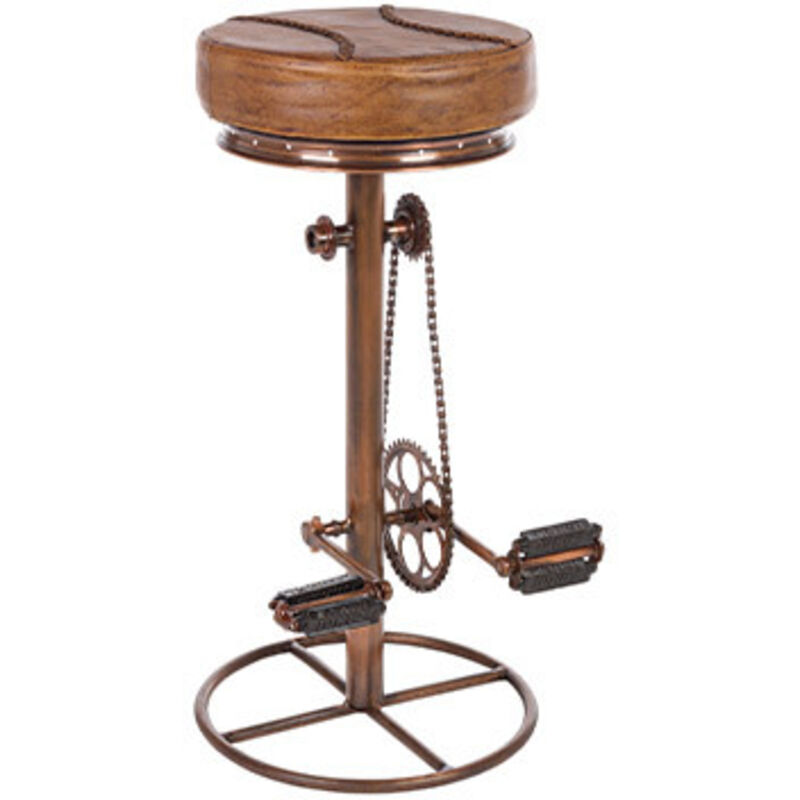 Tabouret de bar cycle cuivre en cuir style design