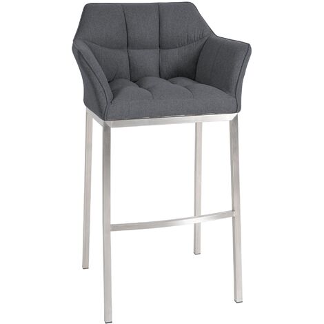 Tabouret de bar Damaso feutre avec piètement à quatre pieds Gris Acier inoxydable
