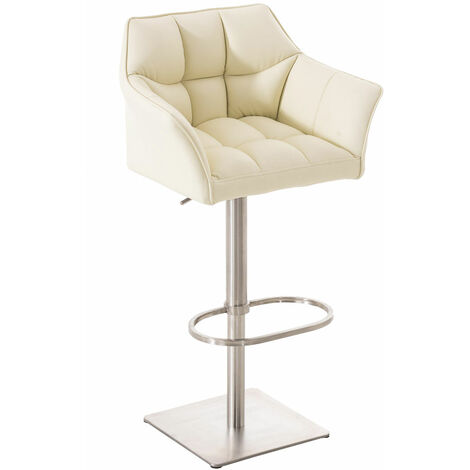 Tabouret de bar Damaso revêtement similicuir Crème Acier inoxydable