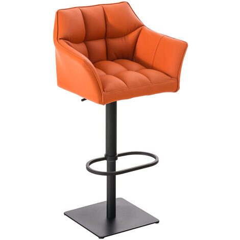 Tabouret de bar Damaso revêtement similicuir Orange Noir