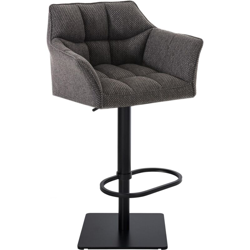 Tabouret de bar Damaso en Tissu Gris titane Noir