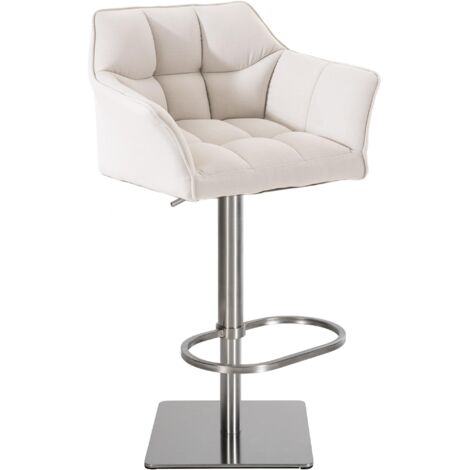 Tabouret de bar Damaso tissu Blanc Acier inoxydable