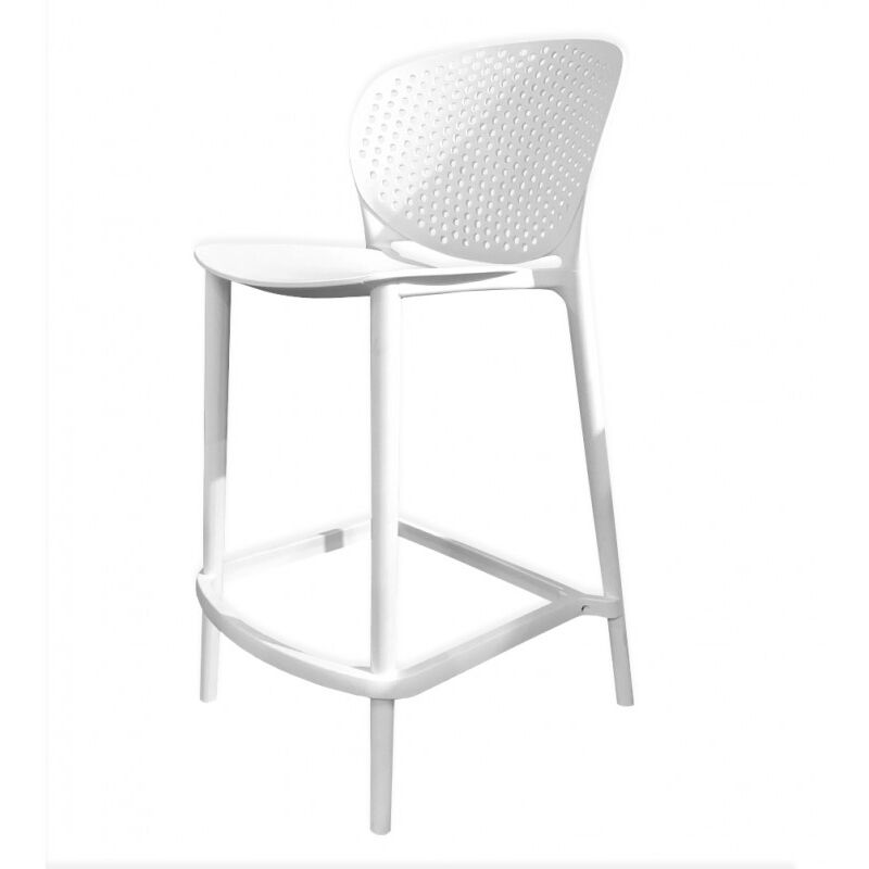 Meubletmoi - Tabouret de bar hauteur 65 cm polypropylène blanc - card