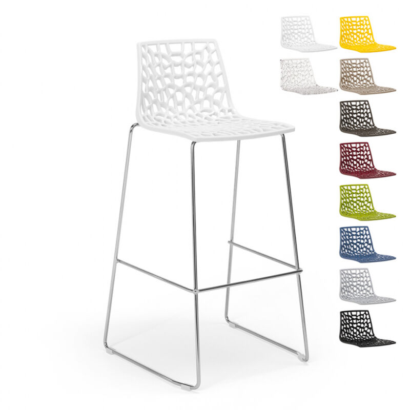 Tabouret de bar de cuisine Grand Soleil 74 cm design Spider Slitta - Blanc