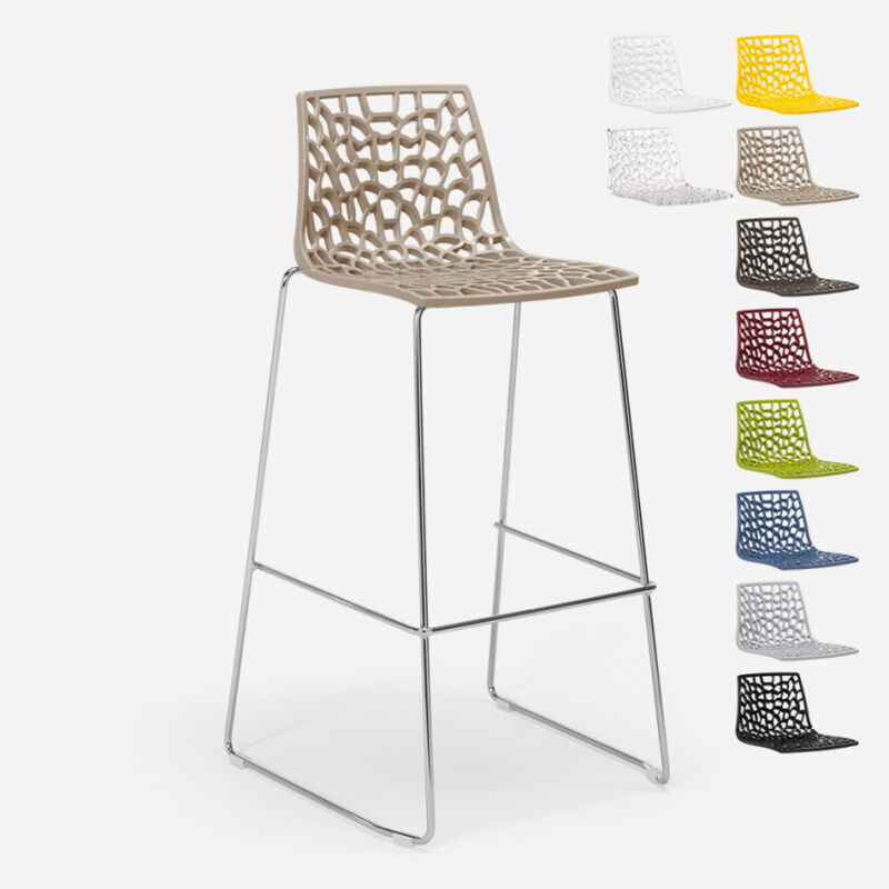 Tabouret de bar de cuisine Grand Soleil 74 cm design Spider Slitta - Beige