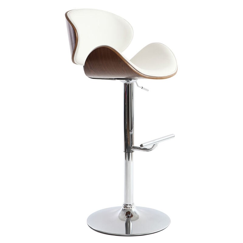 Miliboo - Tabouret de bar design blanc et bois foncé walnut