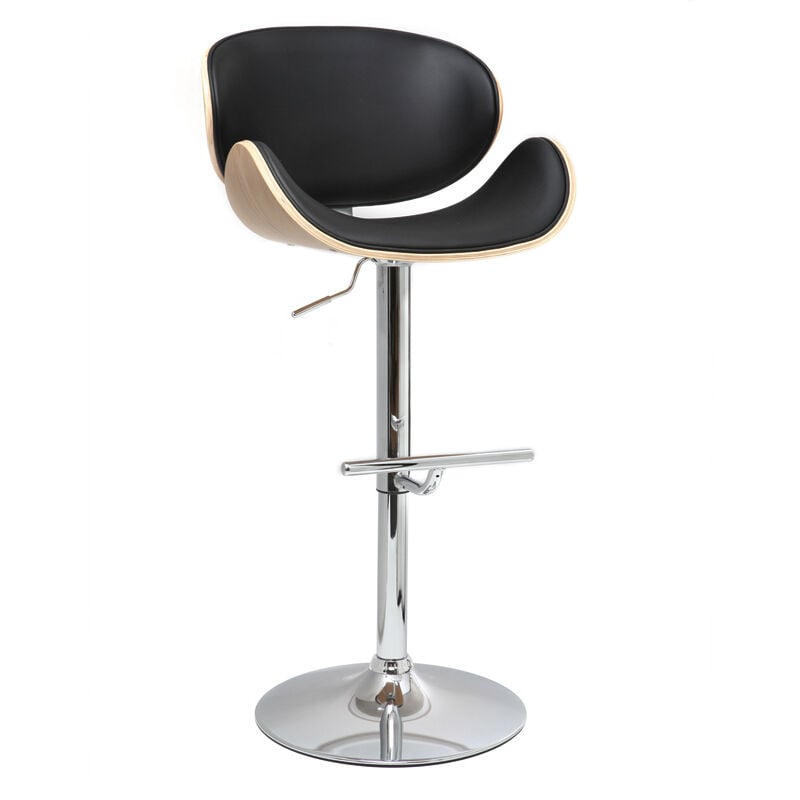 Miliboo - Tabouret de bar design noir et bois clair walnut