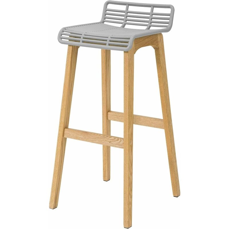 tabouret de bar design chaise de bar cuisine avec repose-pieds piètement en bois de chêne sobuy fst76-hg