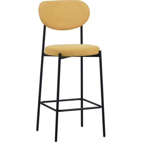Tabouret de bar design couleur moutarde assise confortable - moutarde chaleureuse assise noire