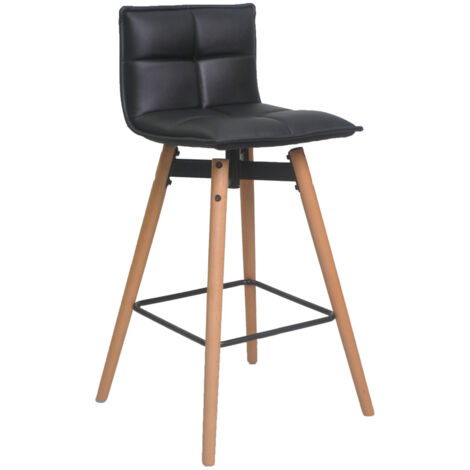 Tabouret de bar design en PU noir Indra