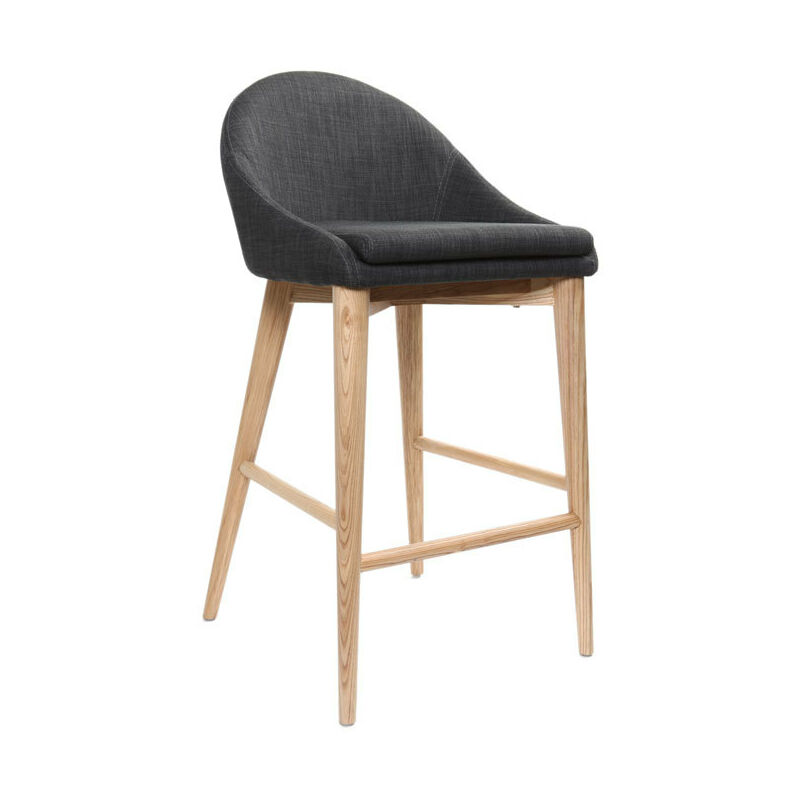 <strong>tabouret</strong> de bar design en tissu bois 65 cm dalia - gris anthracite