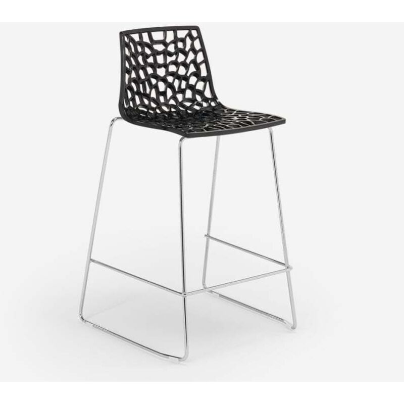 Grand Soleil – Tabouret de bar noir anthracite 64cm – Surface brillante en polycarbonate – Pieds en acier – Conception pour établissements publics Grand Soleil – Tabouret de bar noir anthracite 64cm – Surface brillante en polycarbonate – Pieds en acier – Conception pour établissements publics