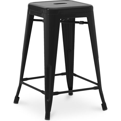 Tabouret de bar - Design industriel - 60cm - Nouvelle édition - Stylix Noir - Acier - Noir