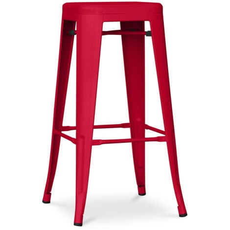 PRIVATEFLOOR Tabouret de bar - Design industriel - 76cm - Nouvelle édition- Stylix Rose - Acier
