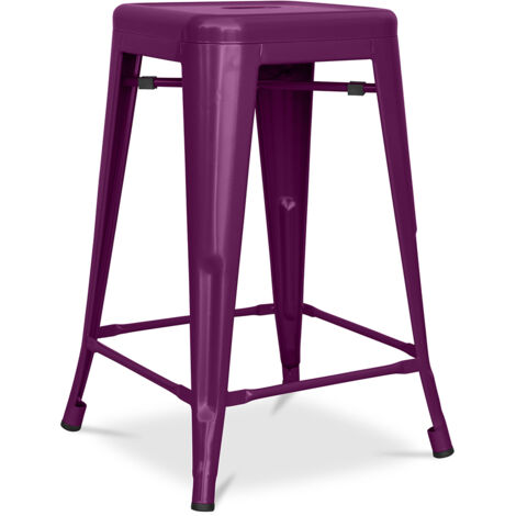 Tabouret de bar design industriel - acier mat - 60cm - Stylix Violet