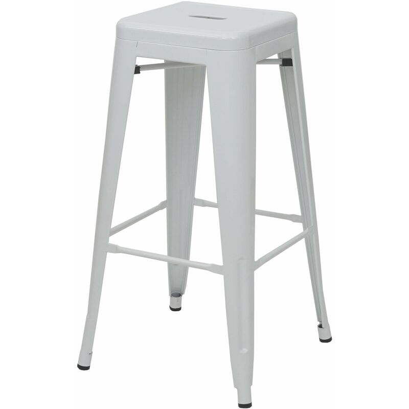 Décoshop26 - Tabouret de bar design industriel en métal empilable blanc 040005254