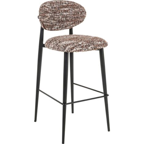 Tabouret de bar design moderne assise hazel et piètement noir - Hazel effet chiné marron noir
