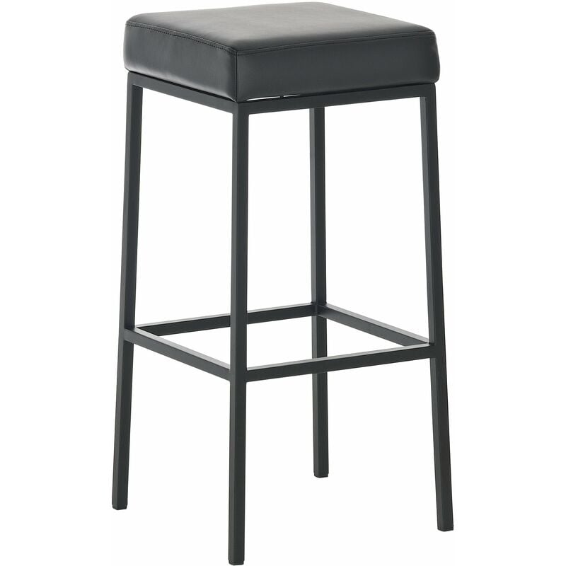 Décoshop26 - Tabouret de bar design moderne en synthétique noir pieds forme carré métal noir mat 100000627
