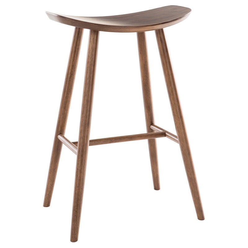 Miliboo - Tabouret de bar design noyer H72 cm demory