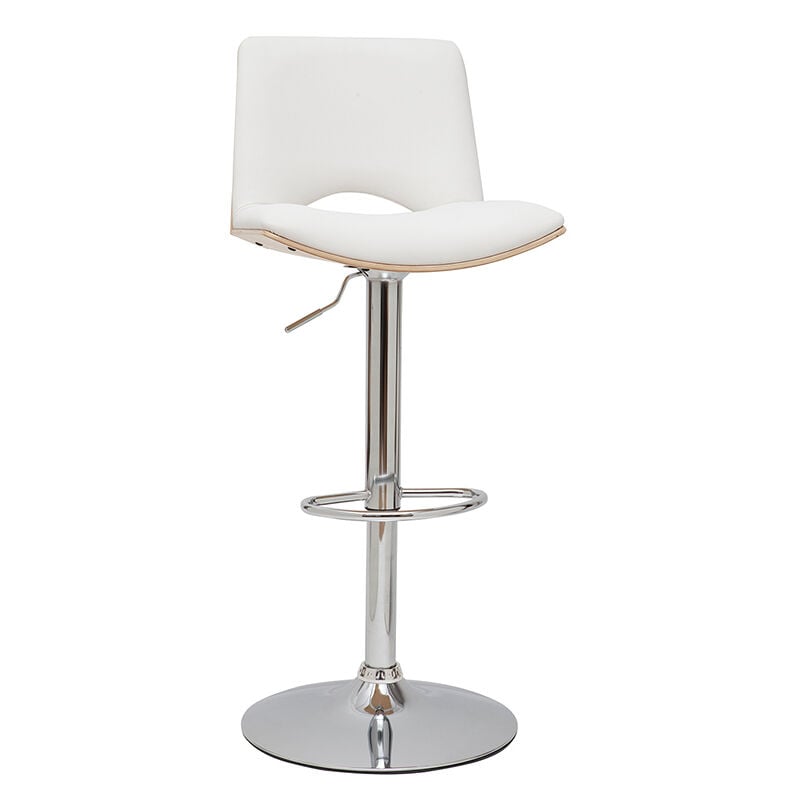 Miliboo - Tabouret de bar design réglable blanc et bois clair panach