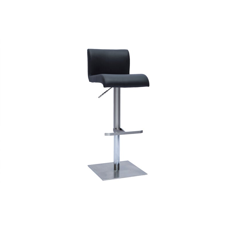 Miliboo - Tabouret de bar design réglable noir et inox brossé sheina