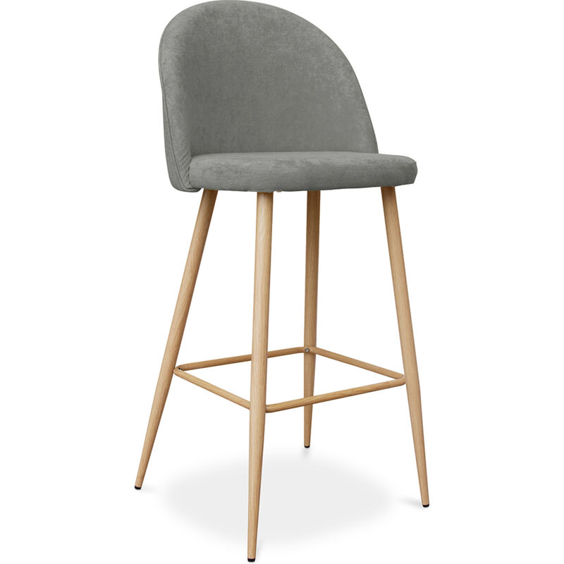 Privatefloor - Tabouret tapissé en tissu - design scandinave - 76cm - Evelyne Gris