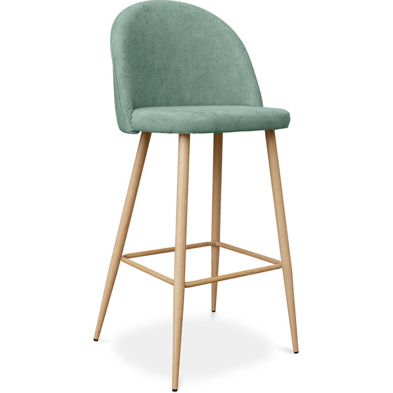 Privatefloor - Tabouret tapissé en tissu - design scandinave - 76cm - Evelyne Bleu pastel