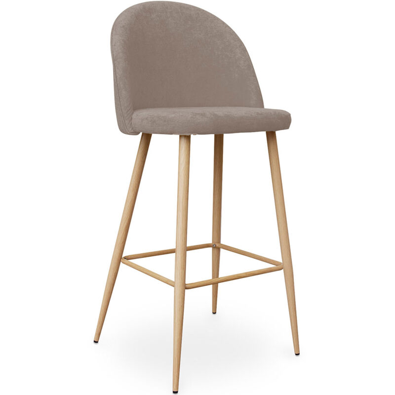Privatefloor - Tabouret tapissé en tissu - design scandinave - 76cm - Evelyne Taupe