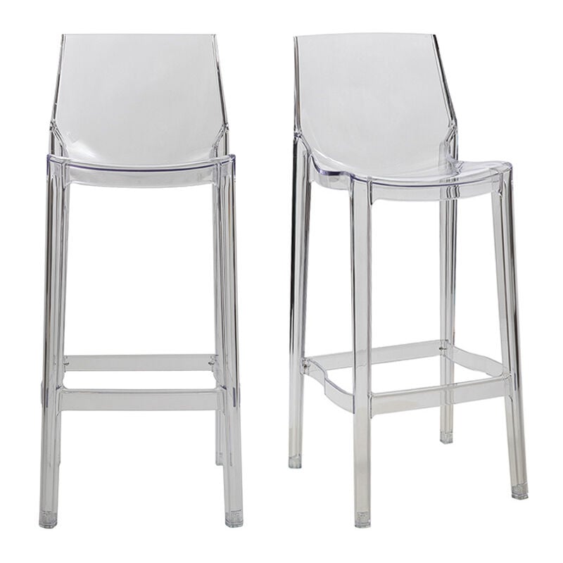 Miliboo - Tabourets de bar design transparents intérieur - extérieur H75 cm (lot de 2) ylak