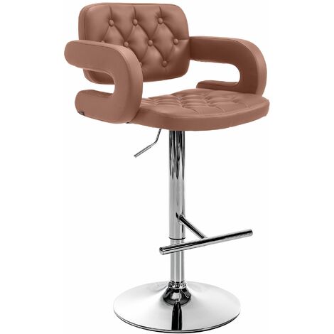 Tabouret de bar Dublin similicuir avec pied en métal Cognac Chrome