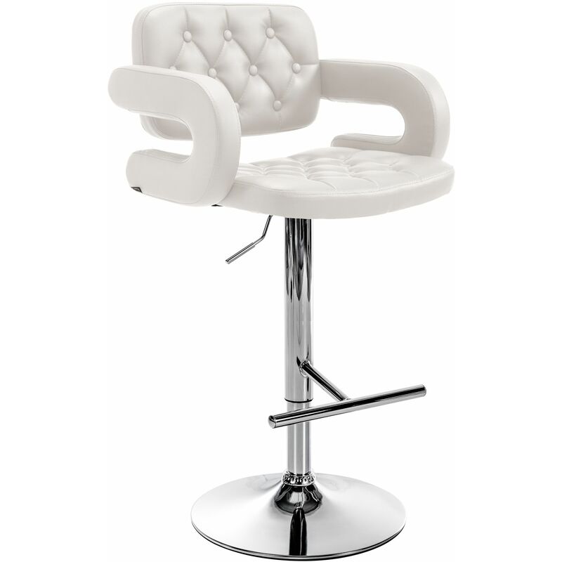 CLP - Tabouret moderne avec des accoudoirs en acier et des dossiers de fond de différentes couleurs colore : Blanc