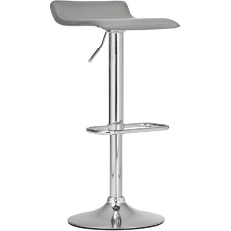 Tabouret de bar Dyn en similicuir avec pied en métal Gris