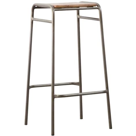 Tabouret de bar écolier bois et métal 77cm Marcus