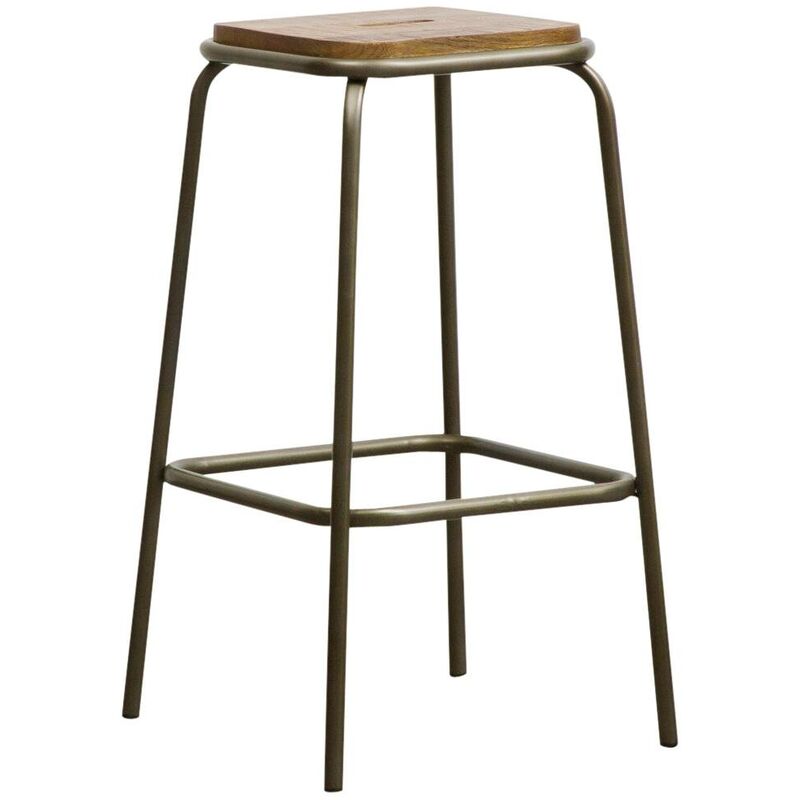 Made In Meubles - Tabouret de bar écolier métal et bois 69 cm Marcus