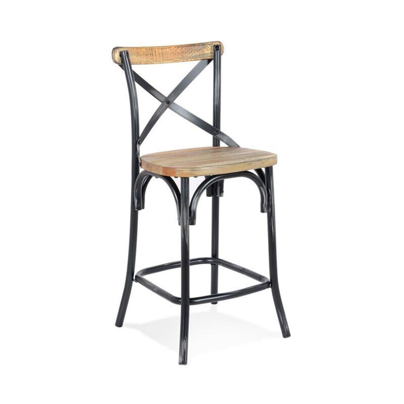 Paris Prix - Tabouret de Bar Effet Vieilli 'Carey' 100cm Naturel & Noir