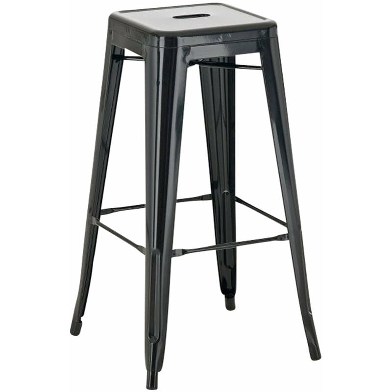 Décoshop26 - Tabouret de bar empilable avec repose-pieds design industriel factory métal noir 100000026