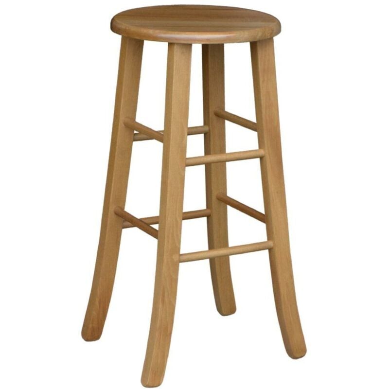 Okaffarefatto - Tabouret de bar en bois avec assise ronde h 67 en noyer clair avec pieds sabre