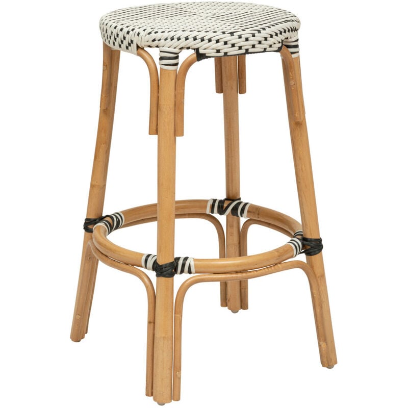 Pegane - Tabouret de bar en bois de rotin coloris blanc - longueur 40 x Profondeur 40 x Hauteur 66 cm