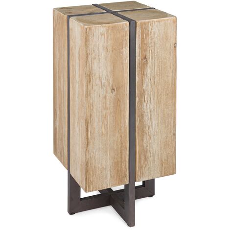 Tabouret de bar en bois de sapin naturel et acier noir Garty