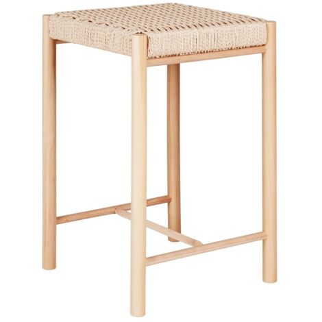 Tabouret de bar en bois et corde H66,5cm - Naturel - ABANO