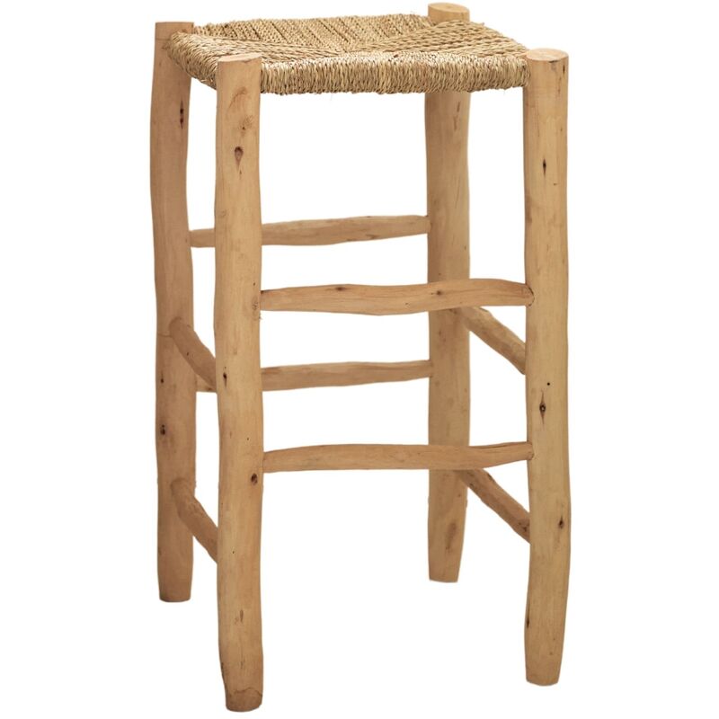 Tabouret de bar bois et doum Naturel 70x35x35 cm