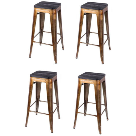 Tabouret de bar en bois et métal design vintage LIV