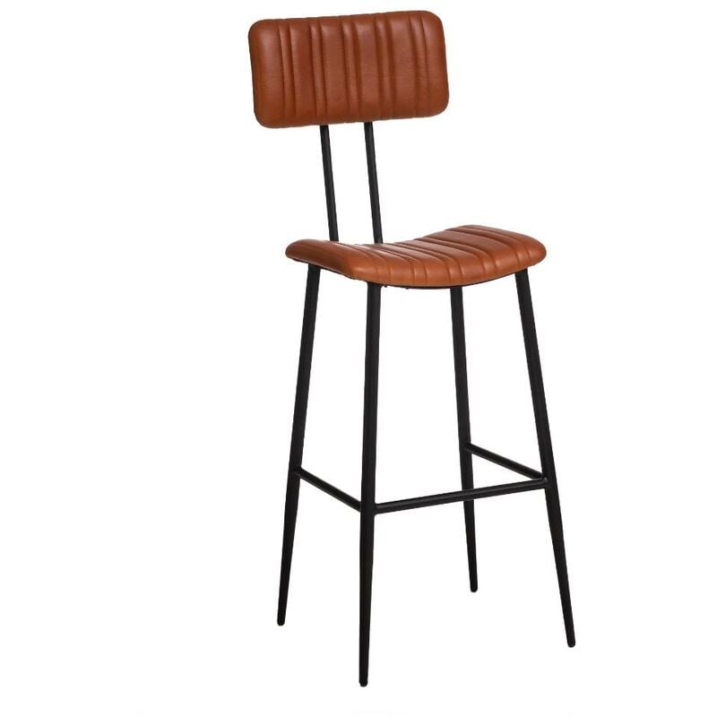Made In Meubles - Tabouret de bar en cuir marron Carl